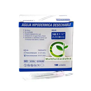Aguja Hipodérmica 18 G X 1-1/2 Life Care