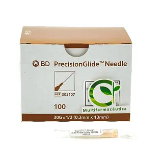 Aguja Hipodérmica 30 G X 1/2 Bd Becton Dickinson Ref: 305107