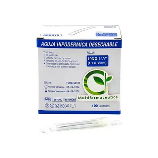Aguja Hipodérmica 19 G X 1-1/2 Life Care