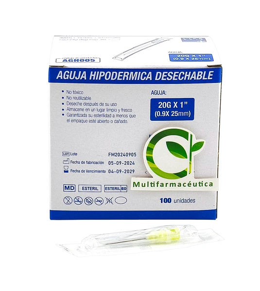 Aguja Hipodérmica 20 G X 1 Life Care