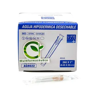 Aguja Hipodérmica 26 G X 1 Life Care
