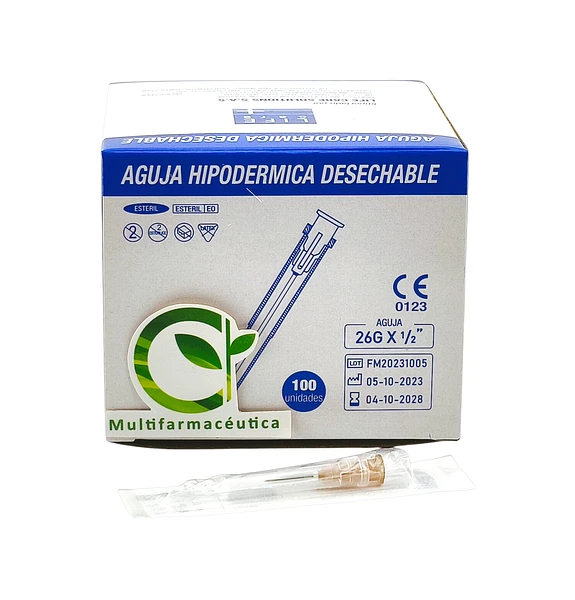 Aguja Hipodérmica 26 G X 1/2 Life Care