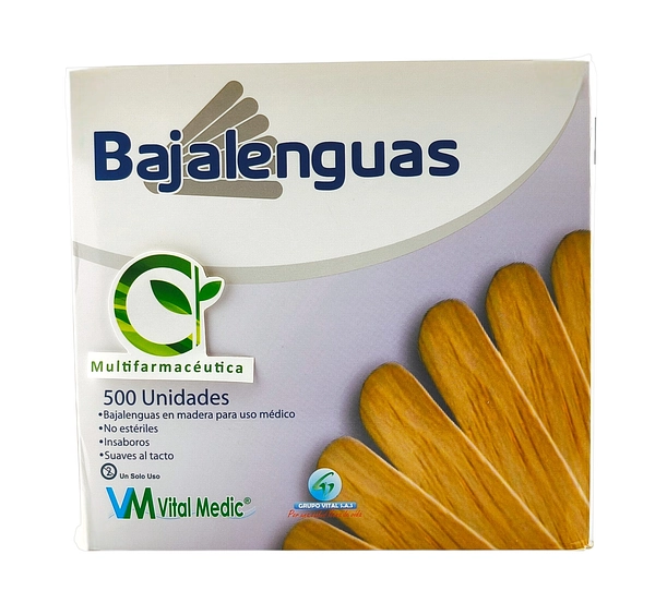 Bajalenguas En Madera Caja X 25 Paq X 20 Und Vital Medic