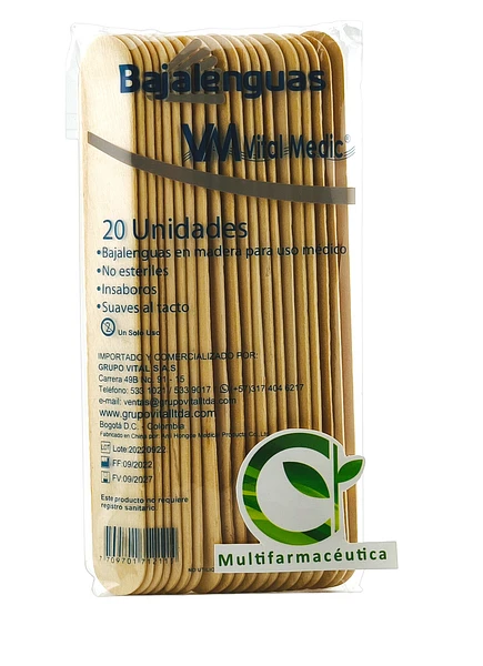 Bajalenguas En Madera Caja X 25 Paq X 20 Und Vital Medic