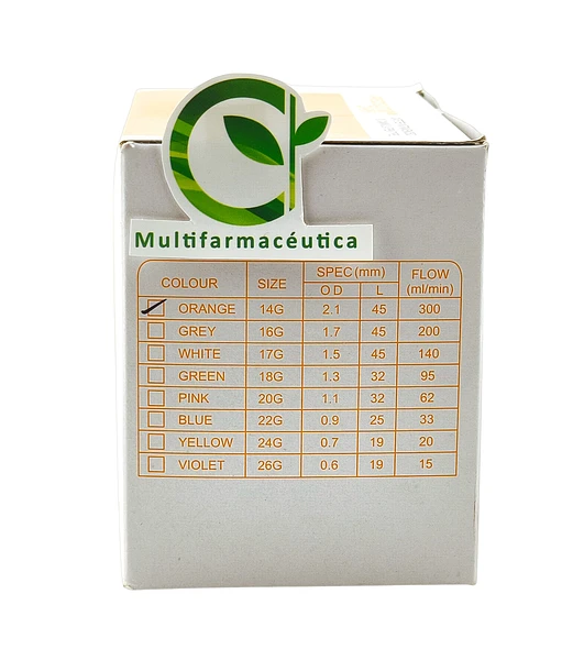 Catéter Intravenoso 14 G X 45 Mm X 50 Und Precision Care