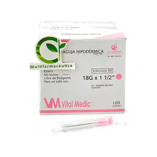 Aguja Hipodérmica 18 G X 1-1/2 Vital Medic
