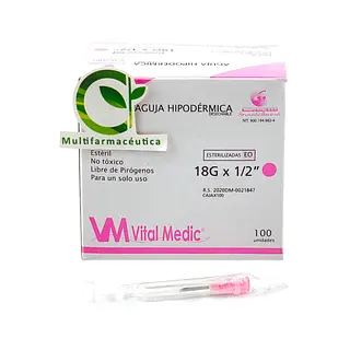 Aguja Hipodérmica 18 G X 1/2 Vital Medic