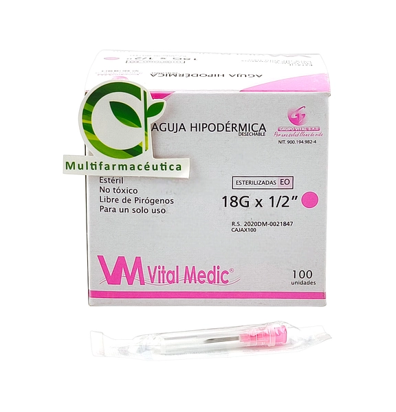 Aguja Hipodérmica 18 G X 1/2 Vital Medic