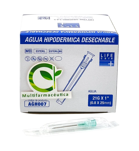 Aguja Hipodérmica 21 G X 1 Life Care