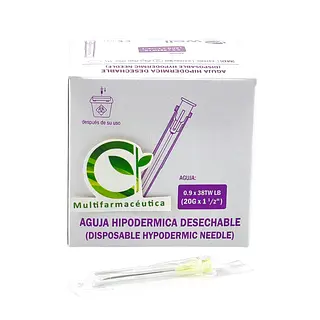 Aguja Hipodérmica 20 G X 1-1/2 Well