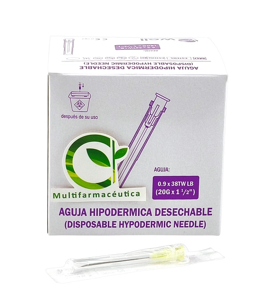 Aguja Hipodérmica 20 G X 1-1/2 Well