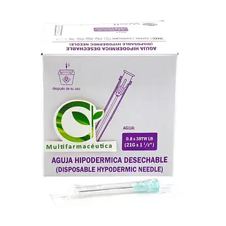 Aguja Hipodérmica 21 G X 1-1/2 Well