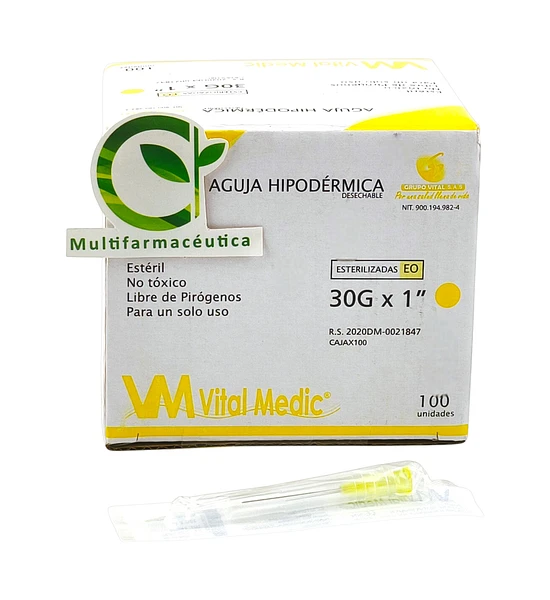 Aguja Hipodérmica 30 G X 1 Vital Medic