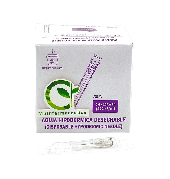 Aguja Hipodérmica 27 G X 1/2 Well