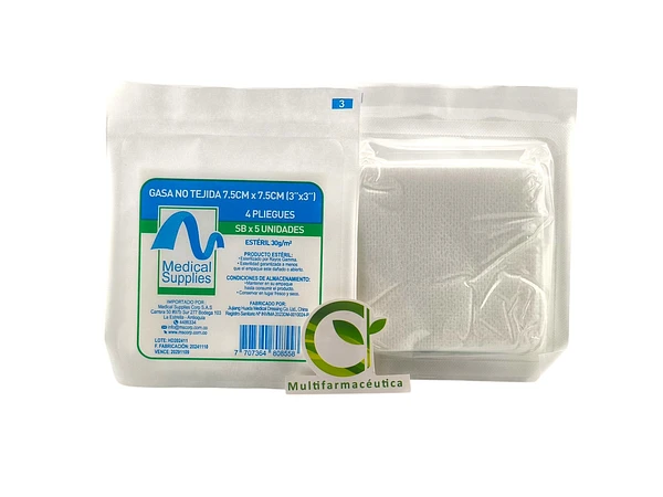 Gasa Esteril No Tejida 3" X 3" Sob X 5 Und Medical Supplies