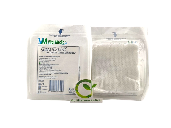 Gasa Esteril No Tejida 3" X 3" Sob X 5 Und Vital Medic