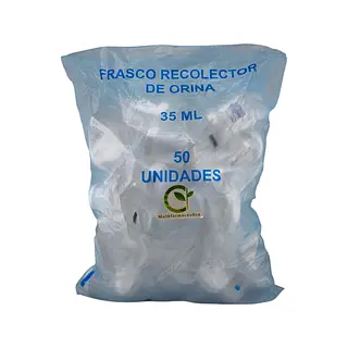 Frasco Recolector De Orina 35 Ml Bolsa X 50 Und