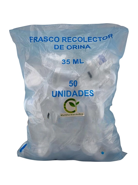 Frasco Recolector De Orina 35 Ml Bolsa X 50 Und