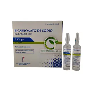 Bicarbonato De Sodio 84 Mg/Ml Ampolla 10 Ml Caja X 10 Unds