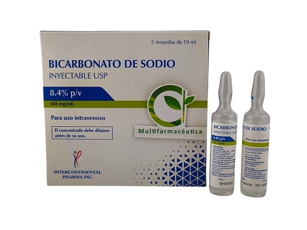 Bicarbonato De Sodio 84 Mg/Ml Ampolla 10 Ml Caja X 10 Unds