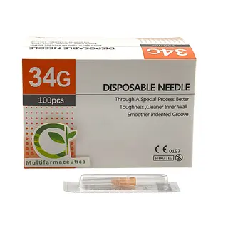Aguja Hipodérmica 34g X 4mm Caja X 100 Unds