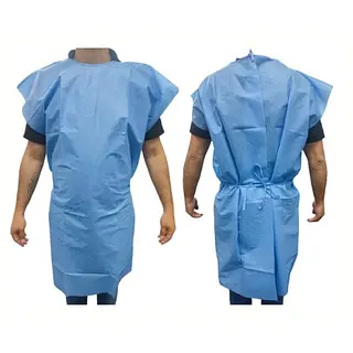 Bata Paciente Manga Sisa Azul Bolsa X 10 Unds