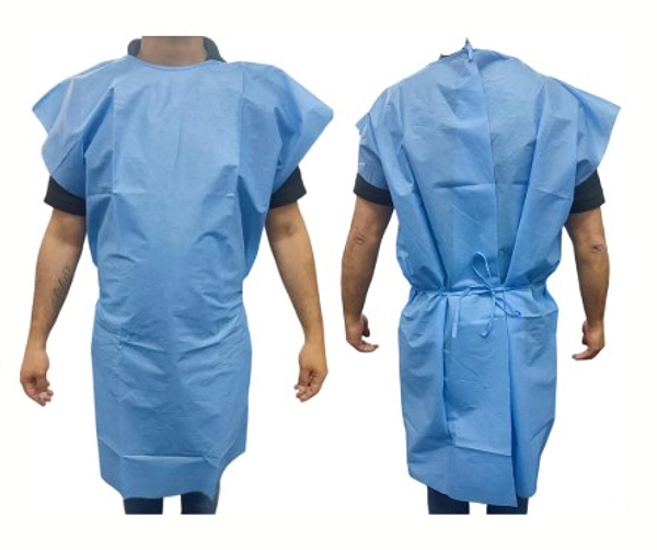 Bata Paciente Manga Sisa Azul Bolsa X 10 Unds