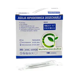 Aguja Hipodérmica 16 G X 1-1/2 Life Care