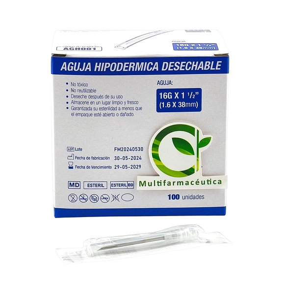 Aguja Hipodérmica 16 G X 1-1/2 Life Care