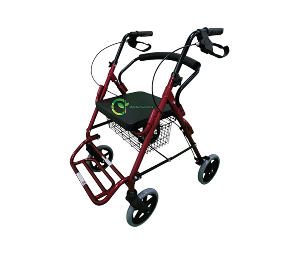 Caminador 4 Ruedas Con Asiento Y Descansa Pies Mul-Fs965lh-B