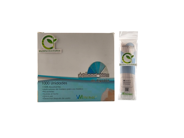 Aplicadores De Madera Con Algodón Vital Medic