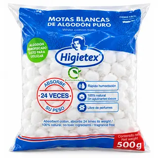 Algodón en Torundas 500 g Higietex