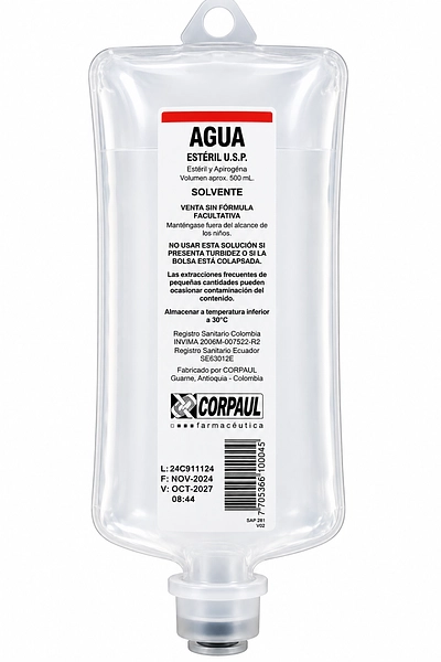 Agua Estéril para Inyección 500 ml Corpaul