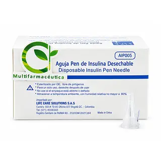 Aguja para Pen de Insulina 31G x 0.25 x 8 mm Life Care