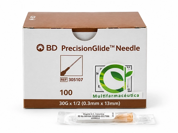 Aguja Hipodérmica 30G x 1/2" BD Becton Dickinson 305107