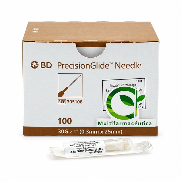 Aguja Hipodérmica 30G x 1" BD Becton Dickinson 305108