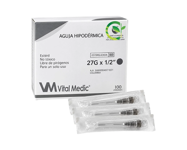 Aguja Hipodérmica 27G x 1/2" Vital Medic