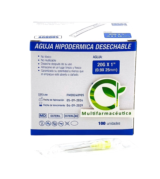 Aguja Hipodérmica 20G x 1" Life Care